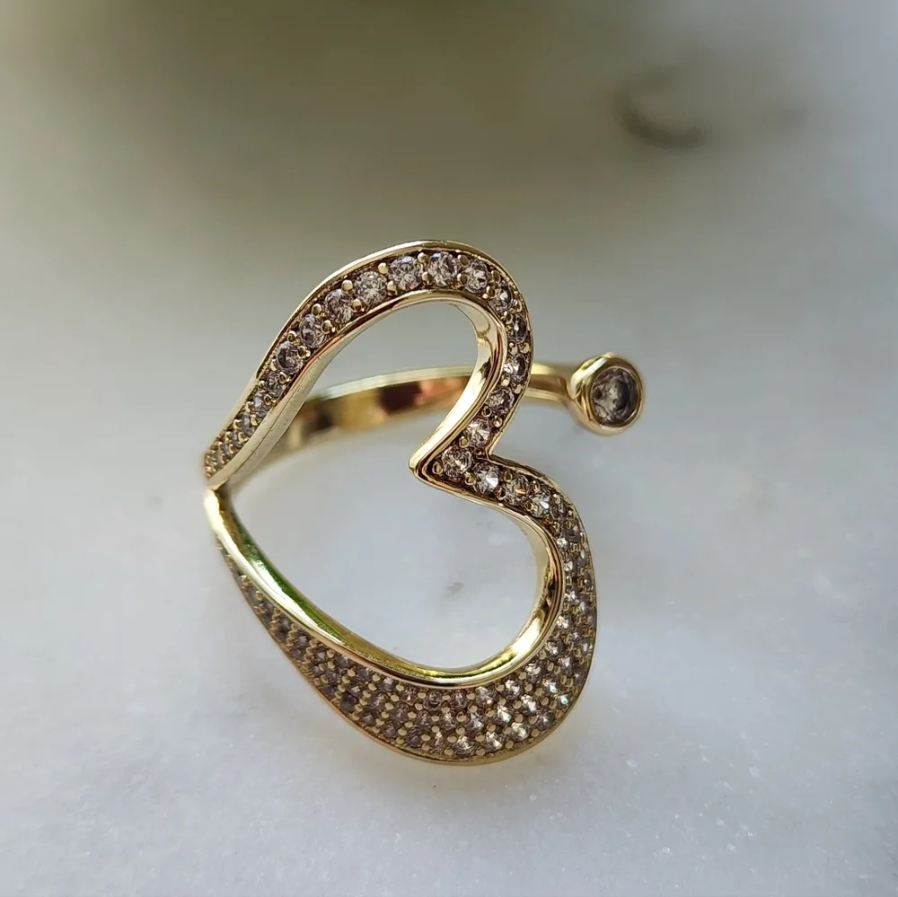 Elegant Gold Plated Heart Ring Size #6